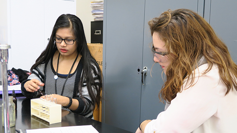 Sophomore Chemistry students conduct experiment