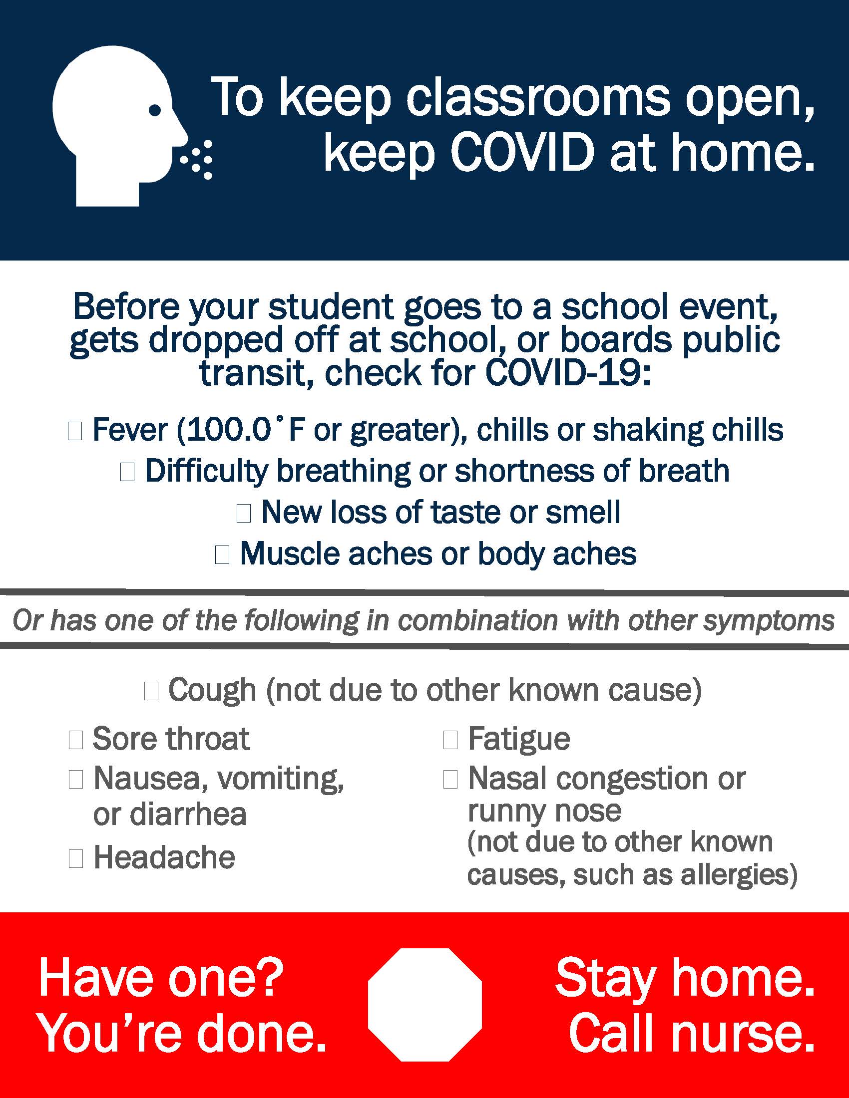 Daily checklist for COVID symptoms