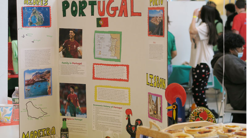 Portugual display at Multicultural Fair that includes Lisbon, Azores, Porto, Madeira