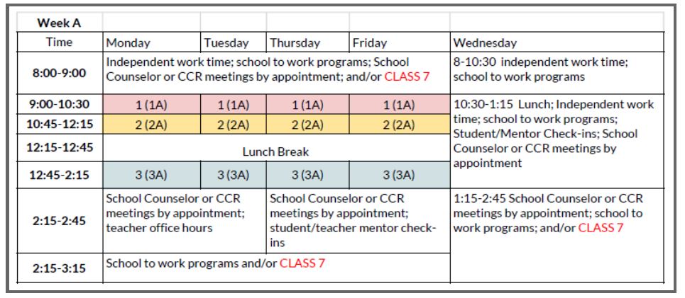 Week A Schedule